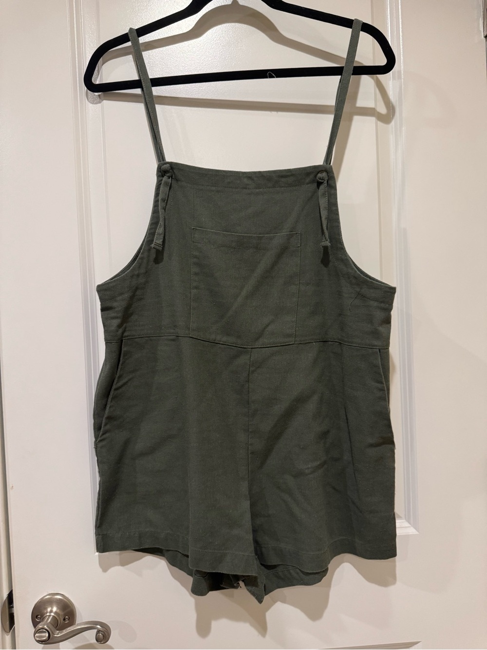 Altar'd State Olive Green Strap Romper with Front Pocket